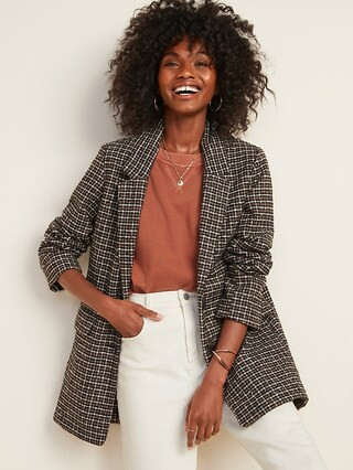 Oversized Soft-Brushed Patterned Blazer Jacket for Women | Old Navy (US)