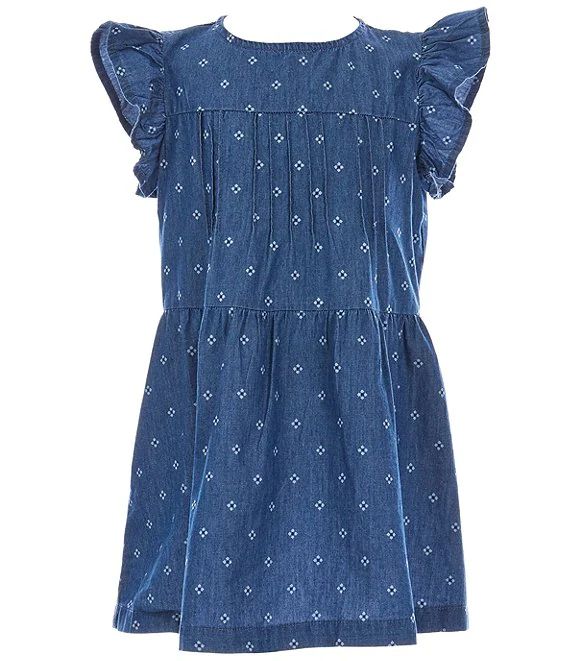 Copper Key Little Girls 2T-6X Flutter Sleeve Printed Denim Dress | Dillard's | Dillard's