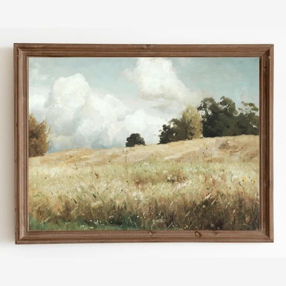 Country Landscape Painting Vintage Farmhouse Wall Decor - Etsy | Etsy (US)