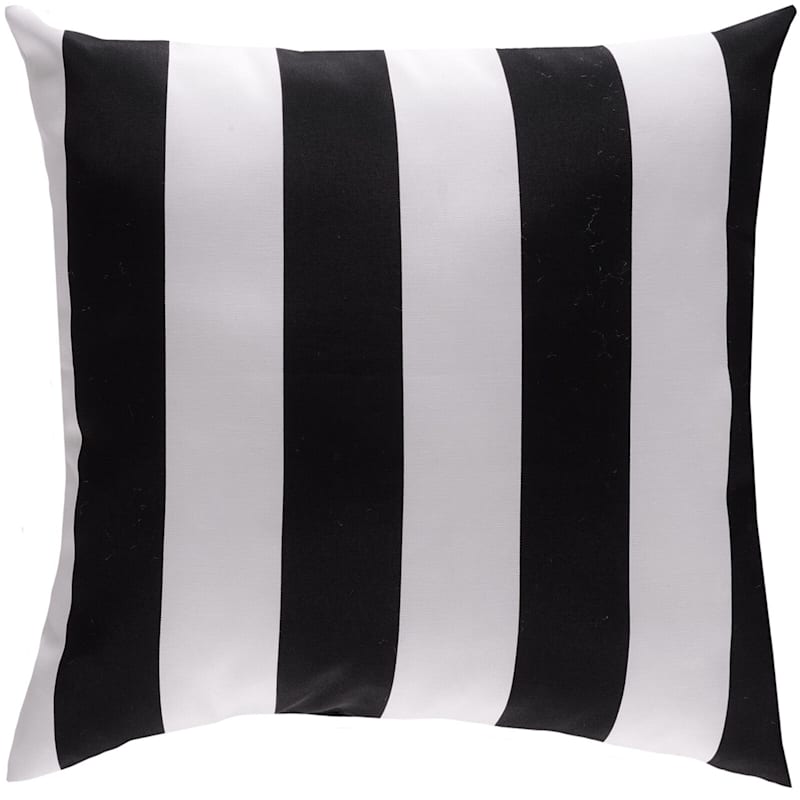 Providence Black Awning Striped Outdoor Throw Pillow, 20" | At Home