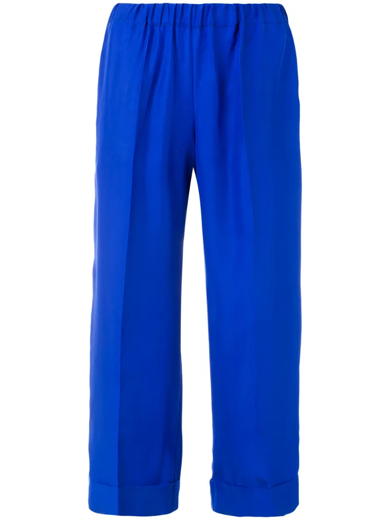 P.A.R.O.S.H. - wide leg cropped trousers - women - Silk - M, Blue, Silk | FarFetch US