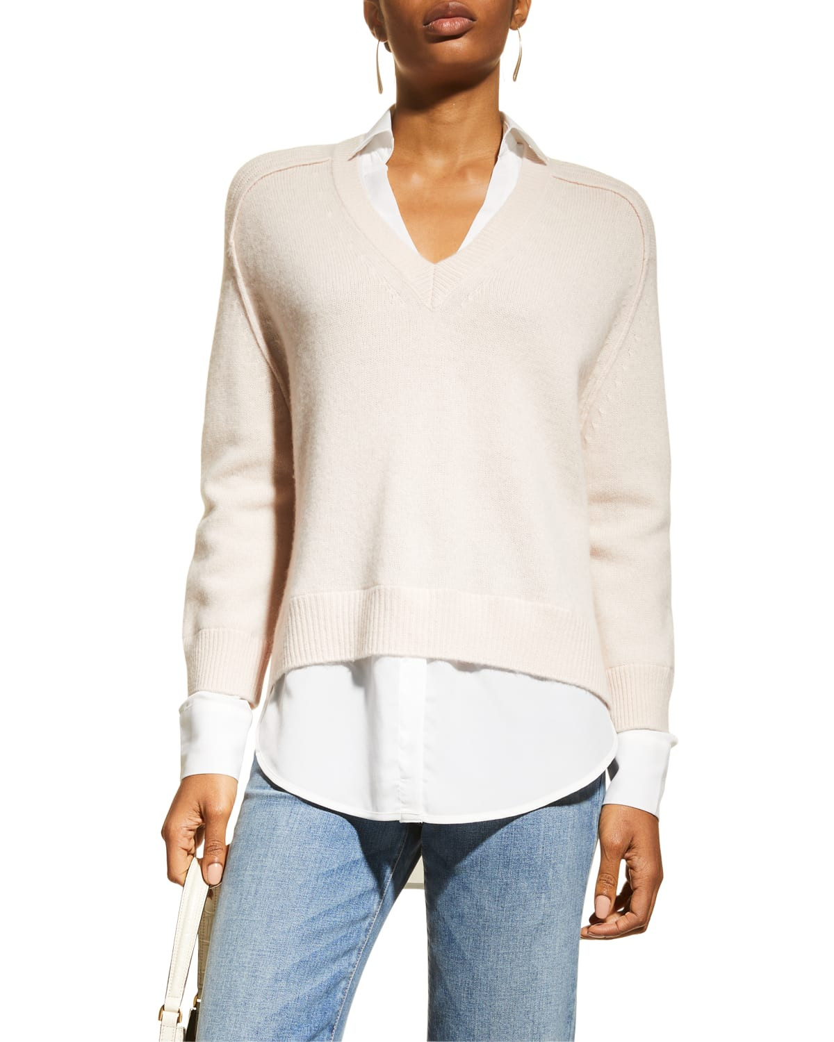 V-Neck Layered Pullover | Neiman Marcus