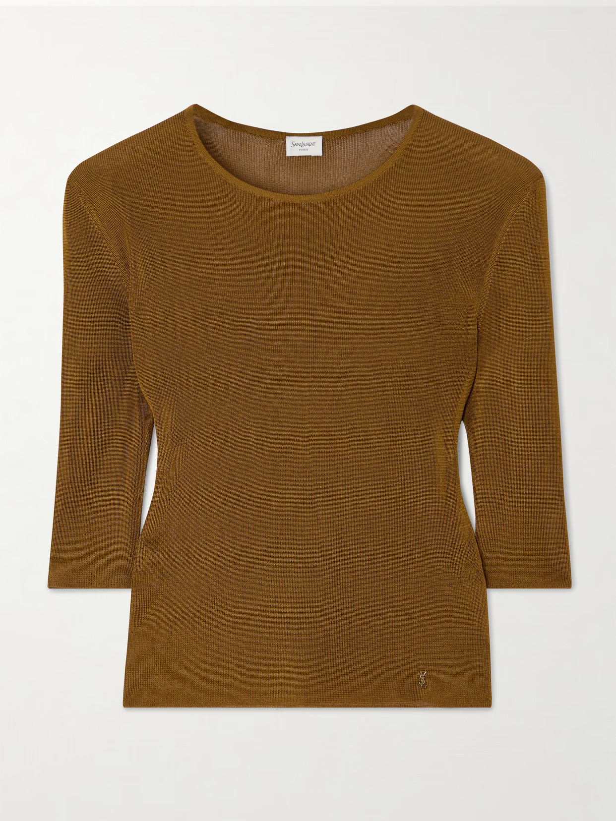 SAINT LAURENT - Embellished Knitted Top - Brown | NET-A-PORTER (US)