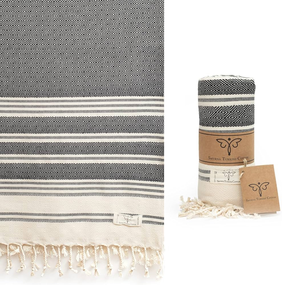 SMYRNA TURKISH COTTON Heritage Series Turkish Beach Towel, 37x71 in, Extra Large Oversized Quick ... | Amazon (US)