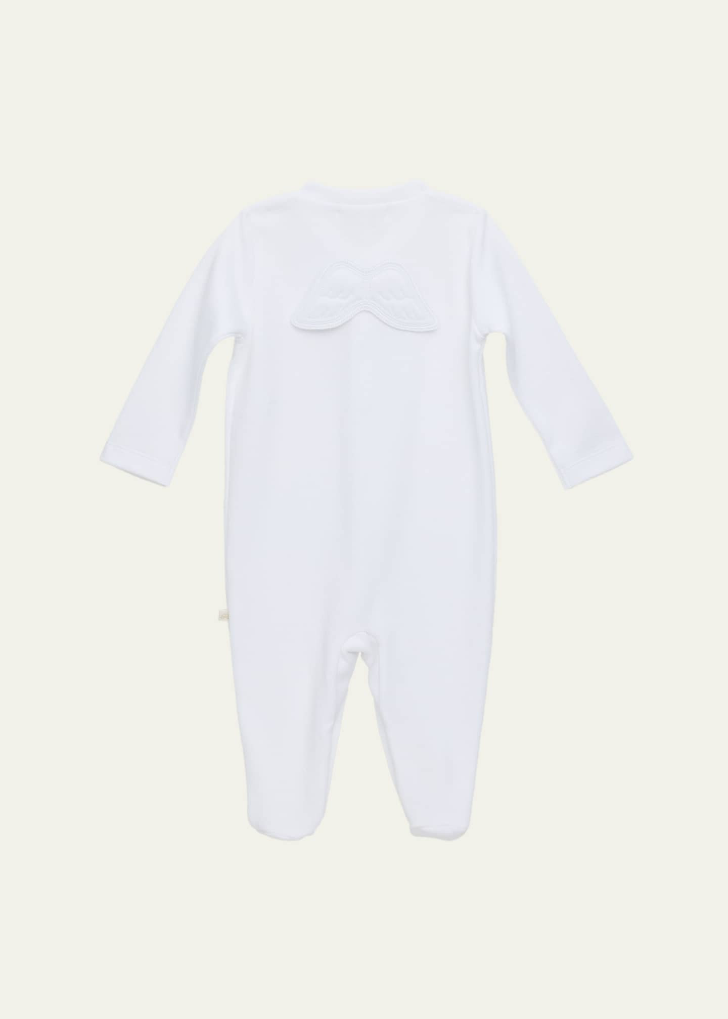 Marie Chantal Kid's Pointelle Embroidered Angel Wing Footie, Size Newborn-6M | Bergdorf Goodman