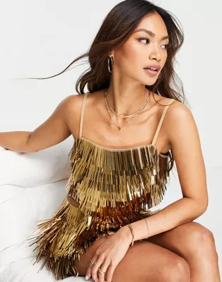 ASOS DESIGN co-ord shard cami shard sequin in gold | ASOS (Global)