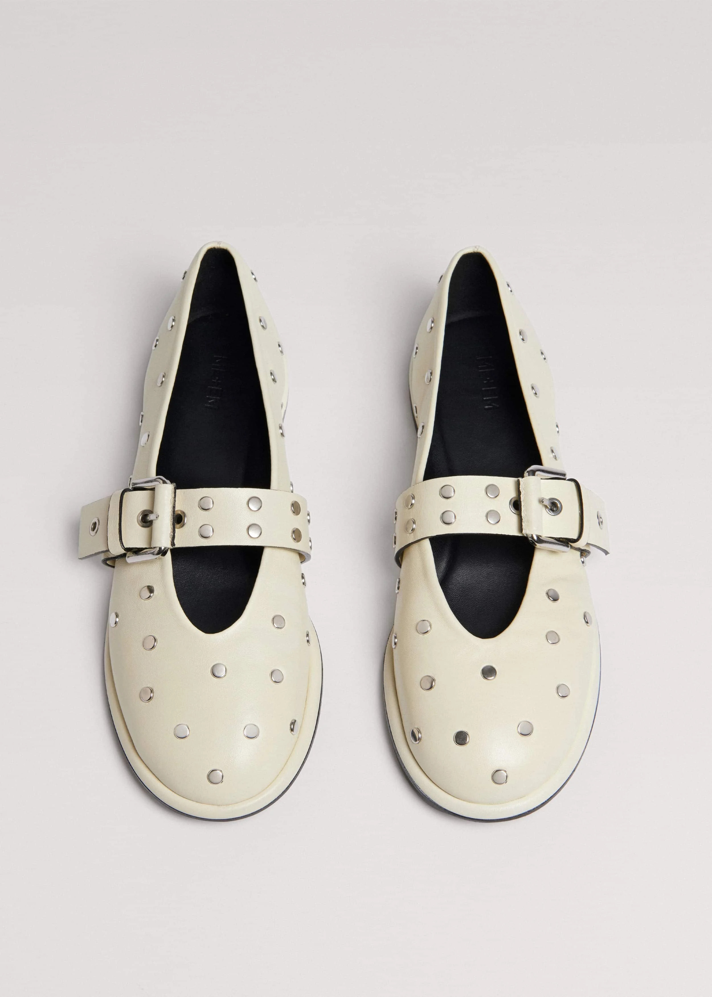 Women's Cream Stud Ballerina Flat | ME+EM | ME+EM Global (Excluding US)