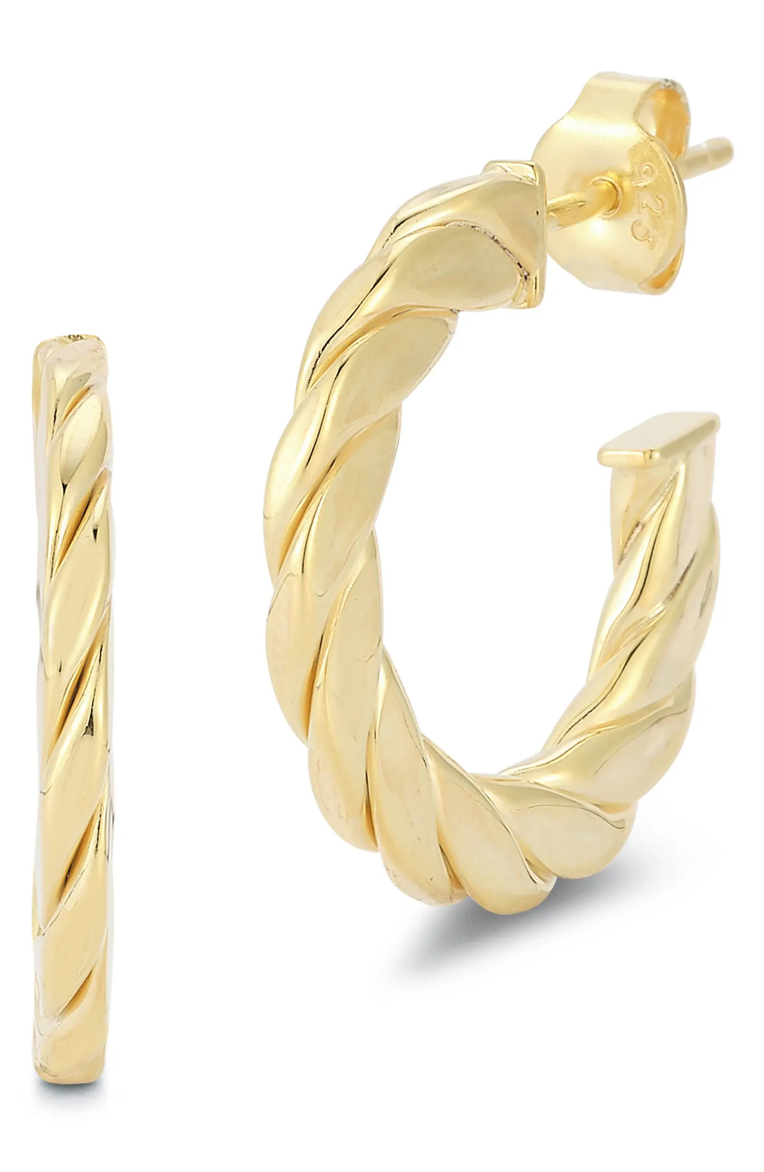 GLAZE JEWELRY 14K Yellow Gold Plated Sterling Silver Twist Hoop Earrings | Nordstromrack | Nordstrom Rack