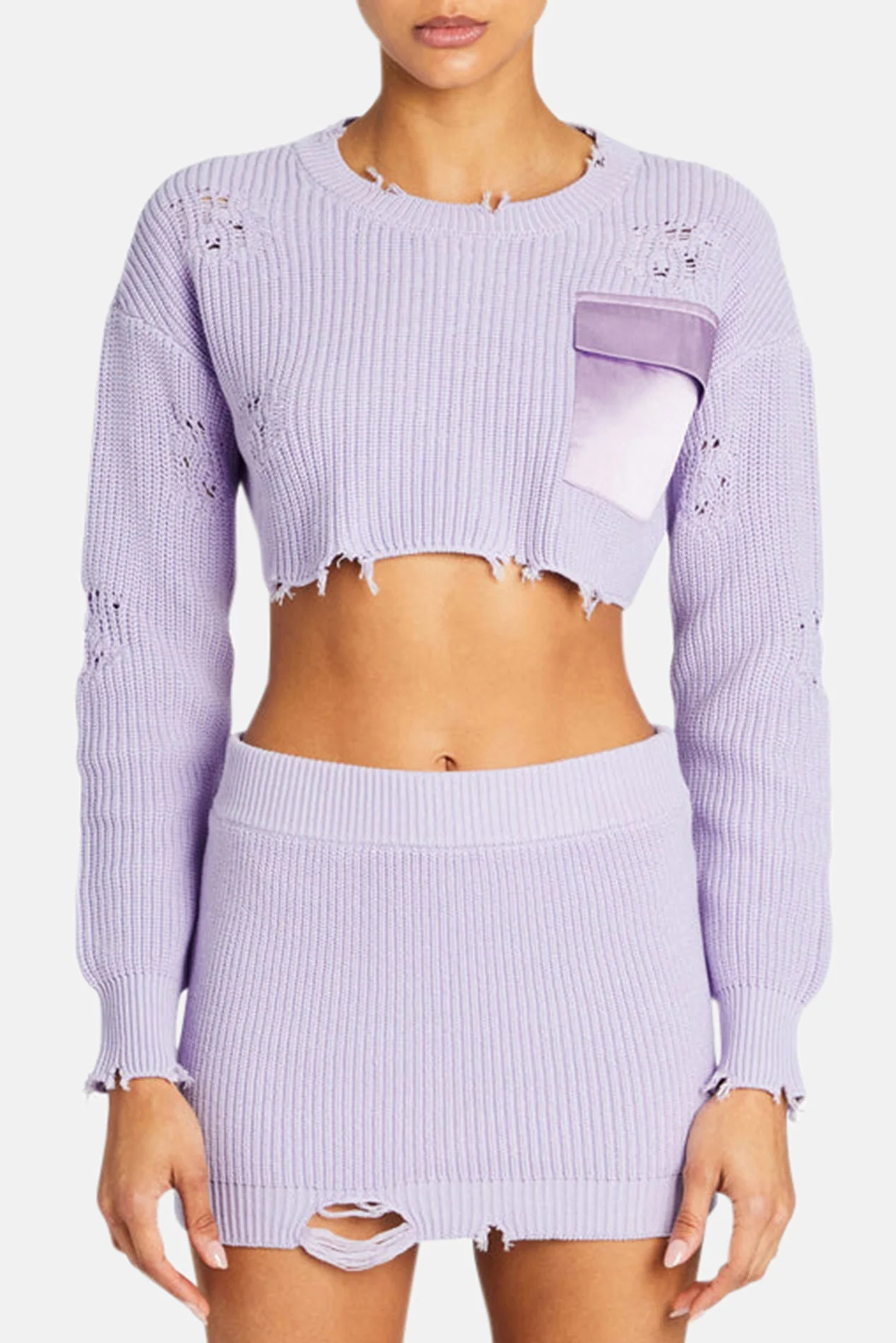 Cropped Devin Sweater Lilac | Blue & Cream