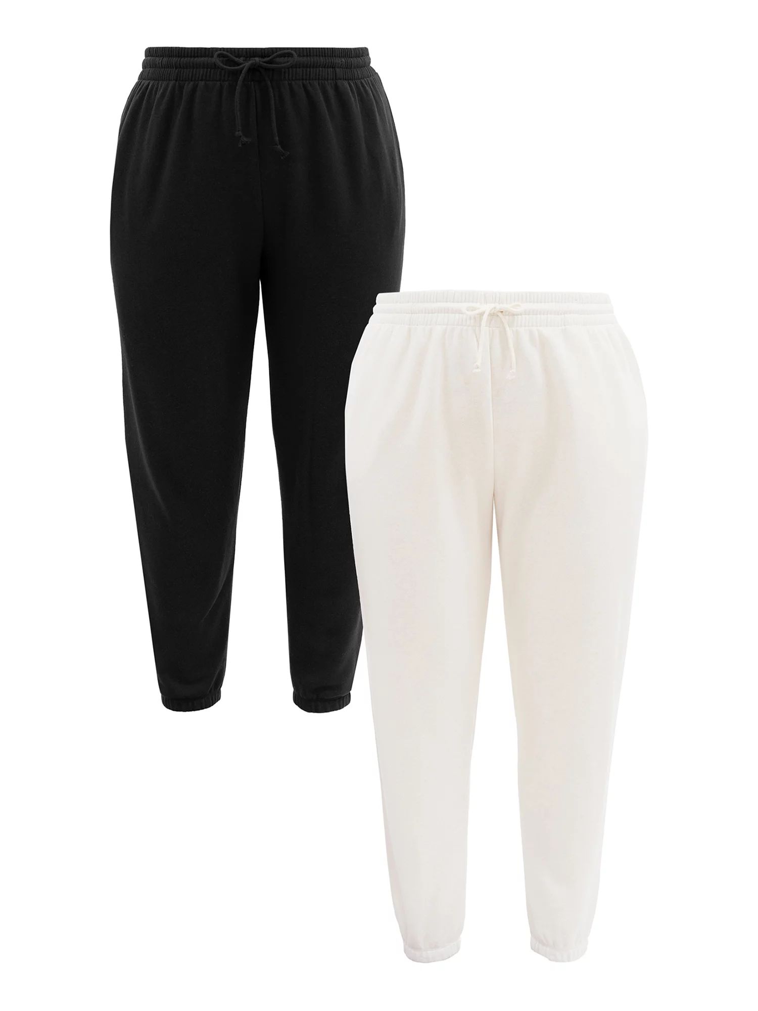 Terra & Sky Women's Plus Relaxed Fit Fleece Sweatpants, 2-Pack | Walmart (US)
