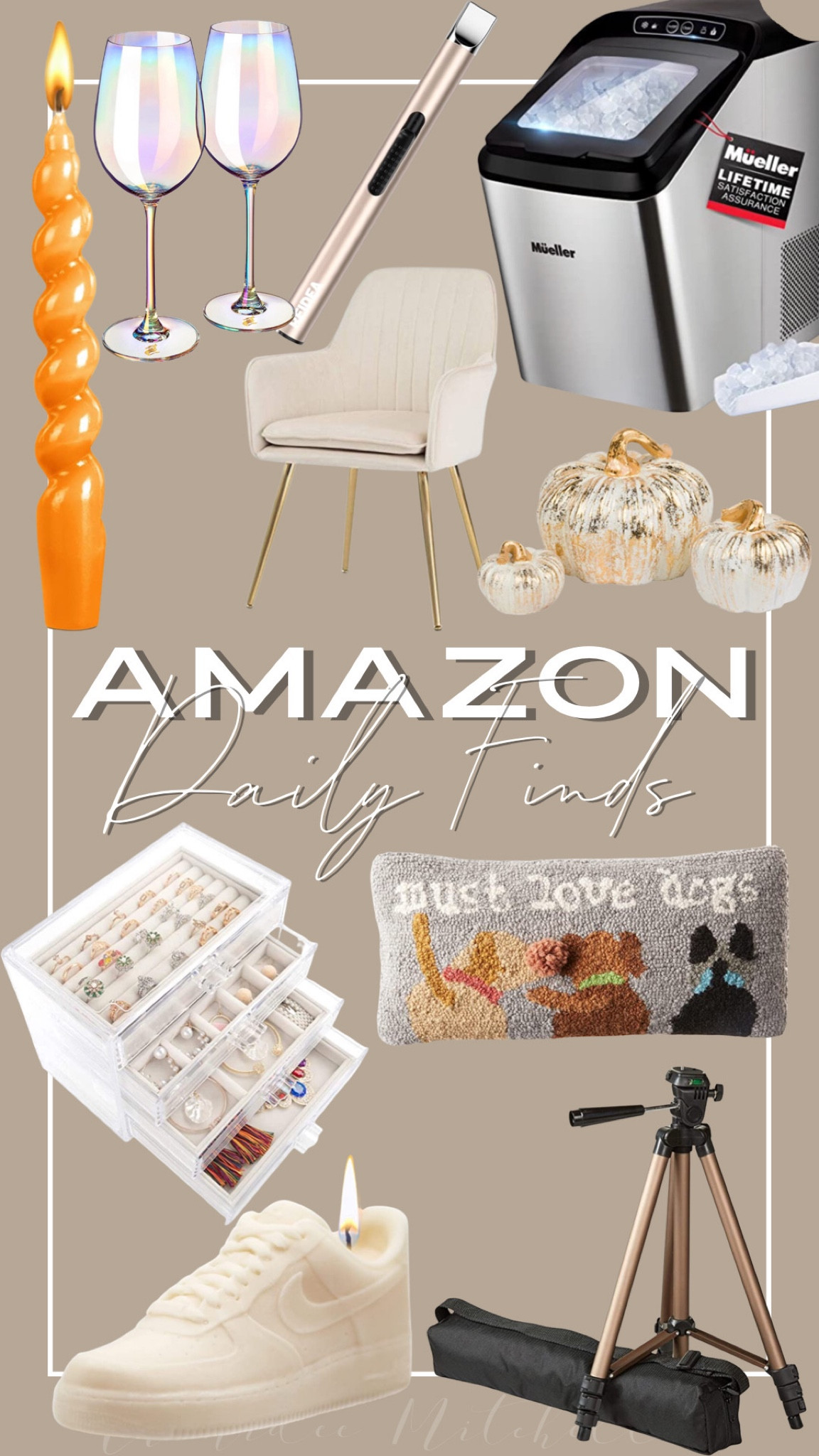 Amazon Home finds

Mueller Nugget Ice Maker Machine, Quietest Heavy-Duty Countertop Ice Machine, 30 lbs of Ice per Day, Compact Portable Ice Cube Maker, 3 QT Water Reservoir, Self-Cleaning with Basket

Mebbay Acrylic Jewelry Box with 4 Drawers, Velvet Jewelry Organizer for Earring Necklace Ring & Bracelet, Clear Jewelry Display Storage Case Gift for Woman, Girls Beige White 9.4"x5.3"x7.7"

Amazon Basics 50-inch Lightweight Camera Mount Tripod Stand With Bag

Mud Pie Must Love Dogs Hook Pillow, 1 Count (Pack of 1), Gray

Golden Beach Velvet Dinning Chair Set of 2 Mid-Back Accent Chair Modern Leisure Armchair with Gold Plating Legs Upholstered Living Room Chair (Beige-2PCS)

Sneaker Candle - Custom Natural Soy Wax Decorative Shoe for Home Decor, Living Room, Kids Bedroom Aesthetic. Impressive Realistic Detail, Cotton Wick, Fun Gift 5 x 2.5"

REIDEA Electronic Candle Lighter Arc Windproof Flameless USB Rechargeable Lighter with Safe Button for Home Kitchen Champagne Gold

One Holiday Way Large 9-Inch Set of 3 Elegant White & Gold Decorative Faux Pumpkin Figurines – Fall Tabletop Centerpiece - Halloween Thanksgiving Harvest Wedding Decoration Rustic Farmhouse Home Decor

Spiral Taper Dinner Candles Conical Stick Candles H 7.5inch for Holiday Wedding Party Wax Unscented Dinner Candle Dripless,wist Taper Candle, Spiral Taper Candle (Orange)

Dragon Glassware Wine Glasses, Shimmering Iridescent Color, 17.5-Ounce, Set of 2

#LTKstyletip #LTKhome #LTKSeasonal