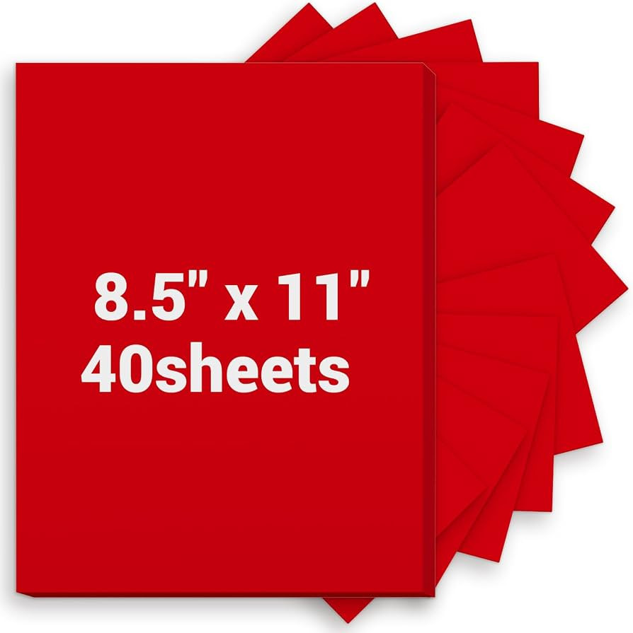Cardstock 8.5 x 11, Thick Printer Paper 75 lb/200 gsm, 40 Sheets Card Stock Red, Christmas Card S... | Amazon (US)
