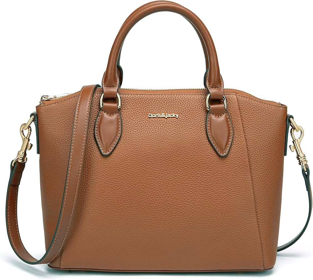 Satchel Handbags For Women Genuine Leather Shoulder Tote Handbags With Adjustable Strap(Brown) | Amazon (US)