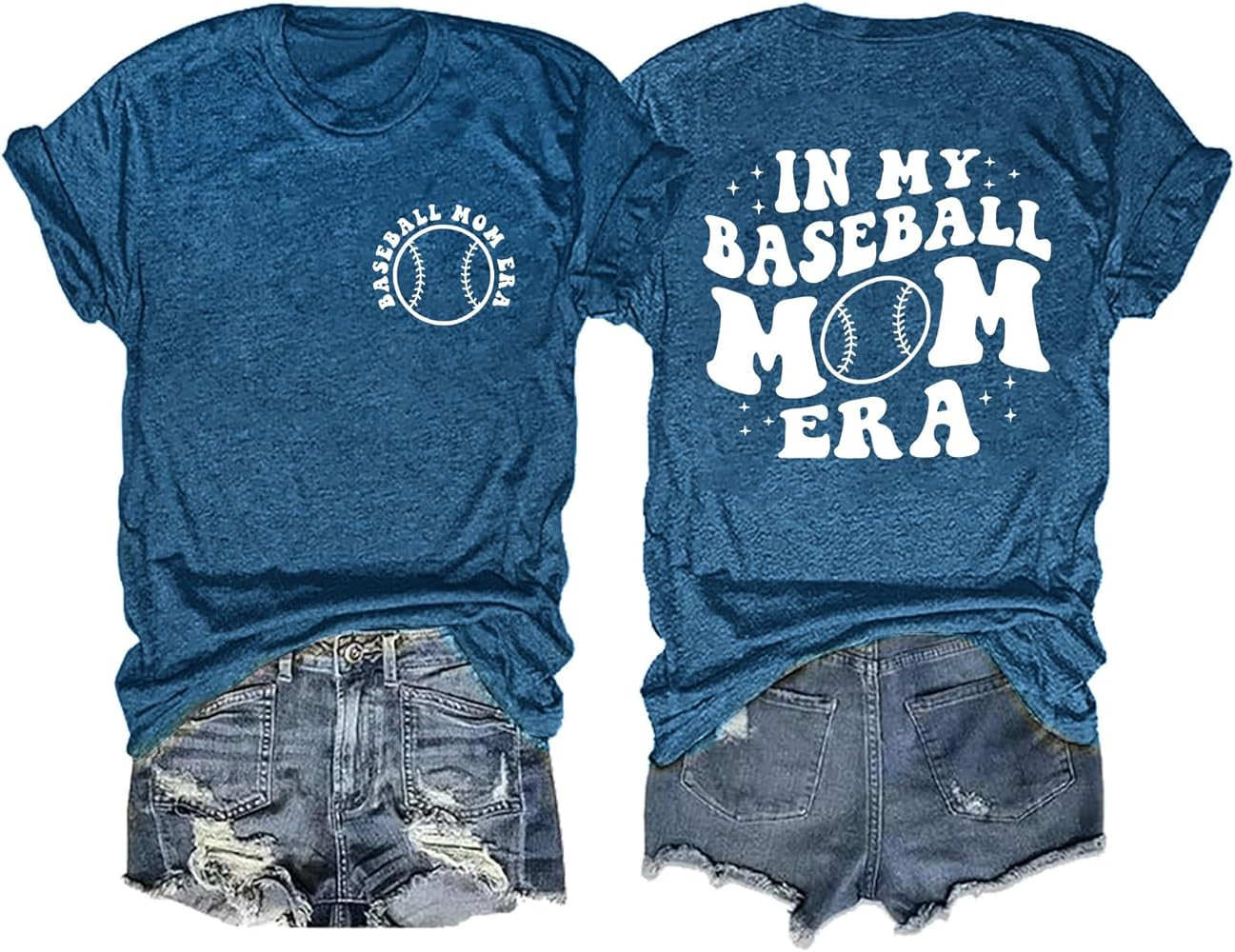 Baseball Mom Shirts Women in My Baseball Mom Era T Shirt Funny Baseball Graphic Tees Baseball Mam... | Amazon (US)