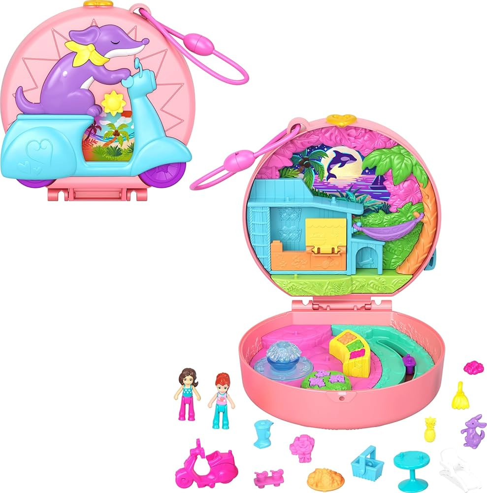 Polly Pocket Dolls & Playset, Adventure Moped Compact, Travel Toy with 2 Micro Dolls & Pet, Plus ... | Amazon (US)