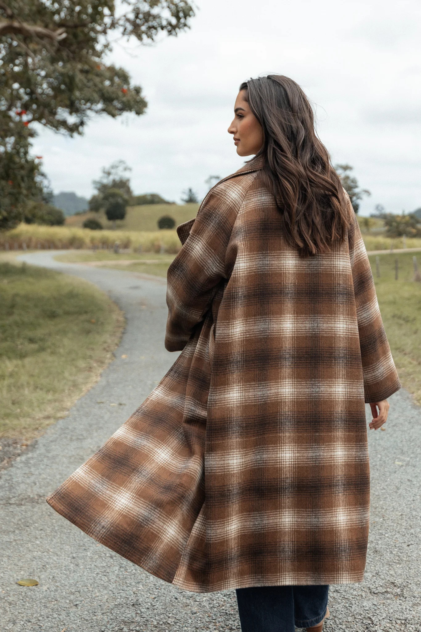 Maya Long Coat - Brown Check | Petal & Pup (US)