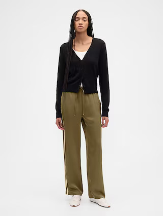 Relaxed Satin Straight-Leg Crop Pants | Gap Factory