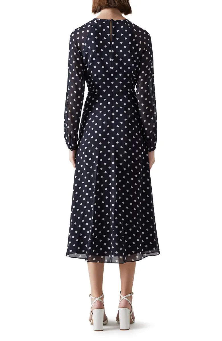 LK Bennett Addison Polka Dot Long Sleeve Midi Dress | Nordstrom | Nordstrom