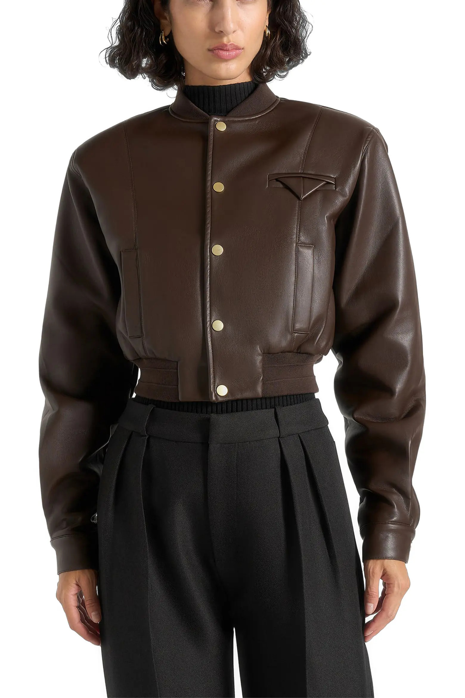 Mani\u00e8re De Voir Zina Leather Wide Shoulder Bomber Jacket (Women) | Nordstrom | Nordstrom