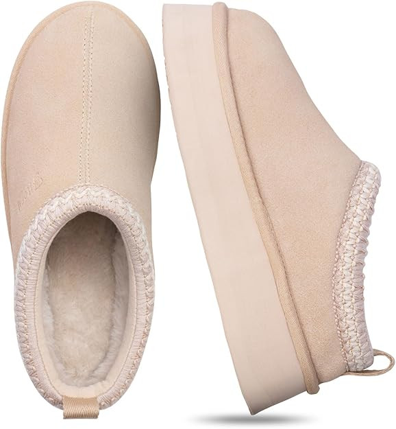 FITORY Womens Platform Slippers, Suede Ankle Boots with Fleece-lined for Indoor Outdoors Size 6-1... | Amazon (US)