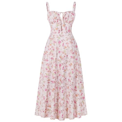 Sleeveless, Boho Slit Lace Up Slit A-line Bustier Dress for Tea Party,Wedding Guest, Formal, Home... | Amazon (US)