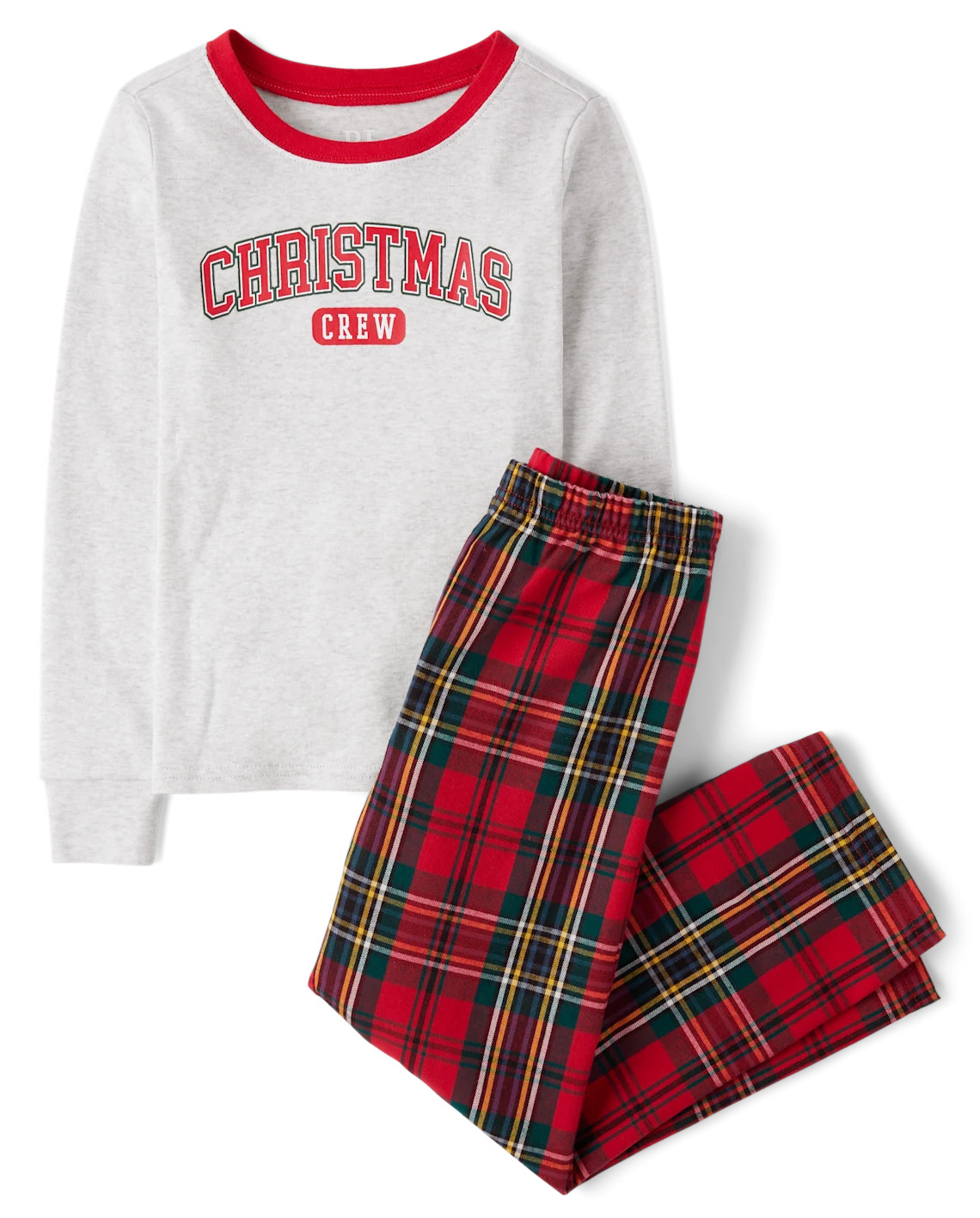 Kids Matching Family Christmas Crew Snug Fit Cotton And Flannel Pajamas - red | The Children's Place
