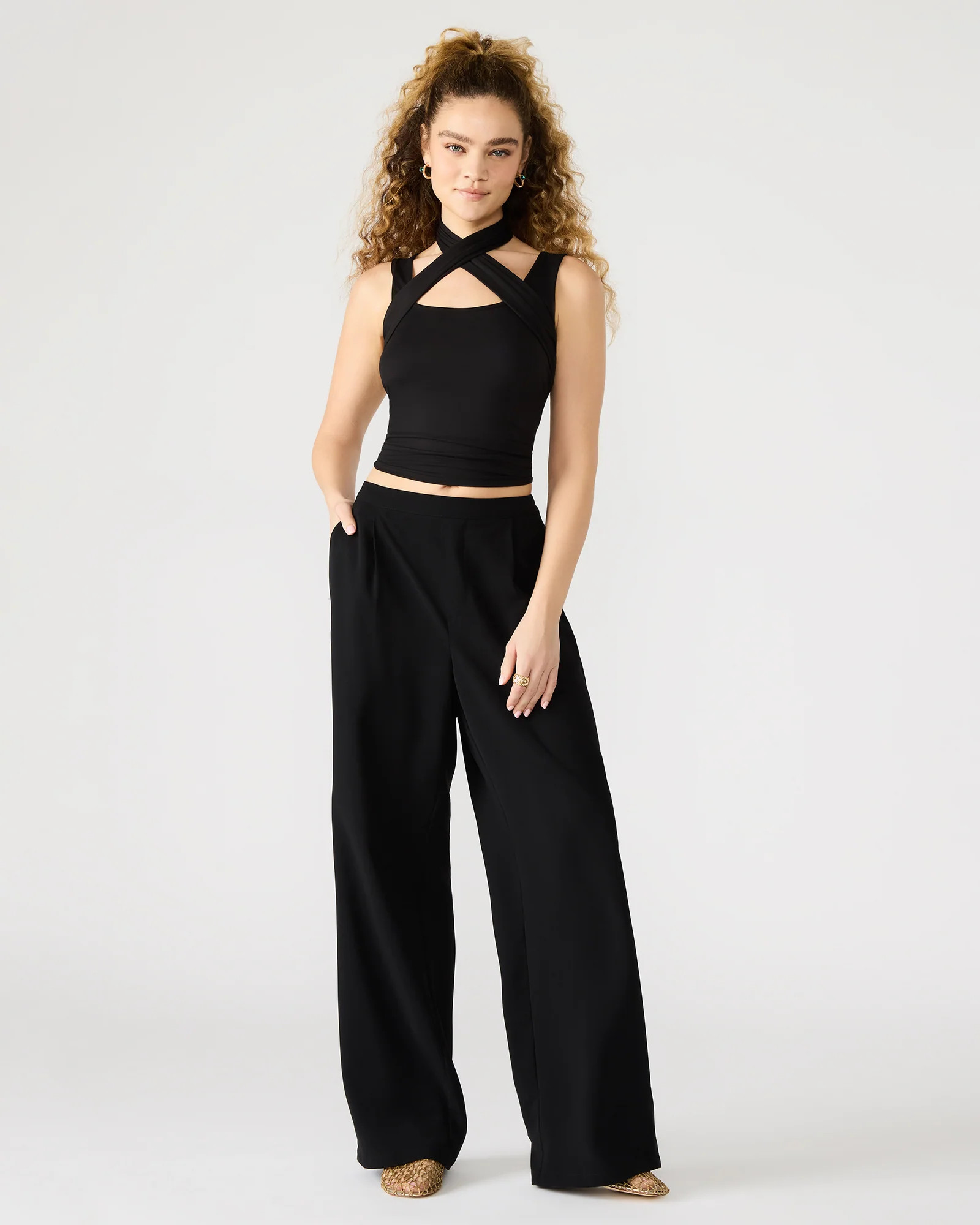 PAYTON Pant Black | Women's Wide Leg Trousers | Steve Madden (US)