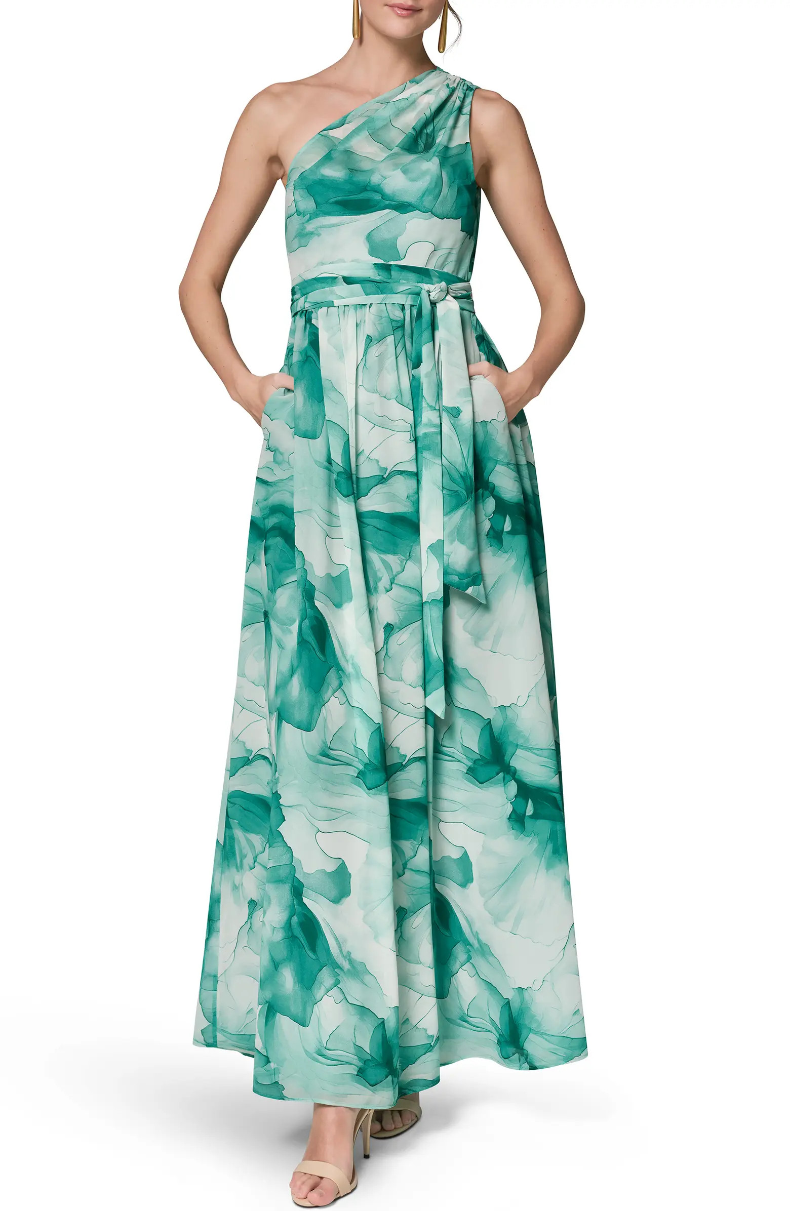 Floral One-Shoulder Gown | Nordstrom
