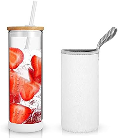 Tronco Iced Coffee Cup Glass Tumbler with Straw and Bamboo Lid|Wide Mouth Reusable Smoothie Cup w... | Amazon (US)