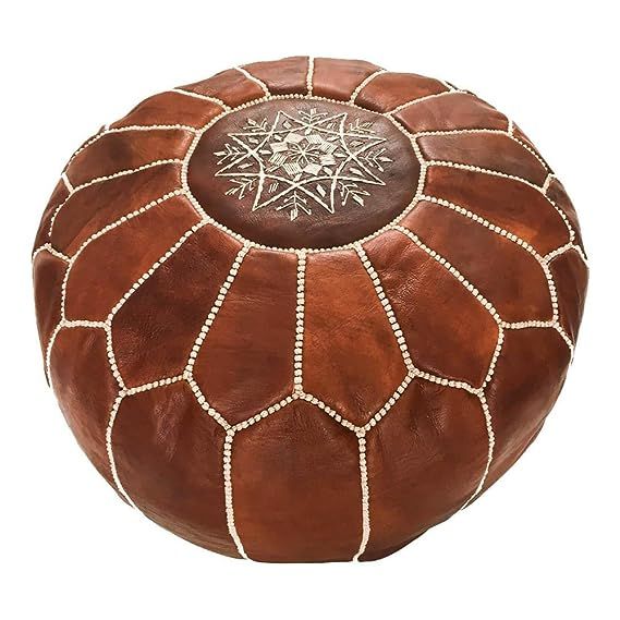 Marrakesh Gallery Moroccan Pouf - Genuine Goatskin leather - Bohemian Living Room Decor - Hassock... | Amazon (US)