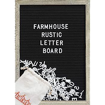Felt Letter Board with 12x17 Inch Rustic Wood Frame, Script Words, Precut Letters, Picture Hanger... | Amazon (US)