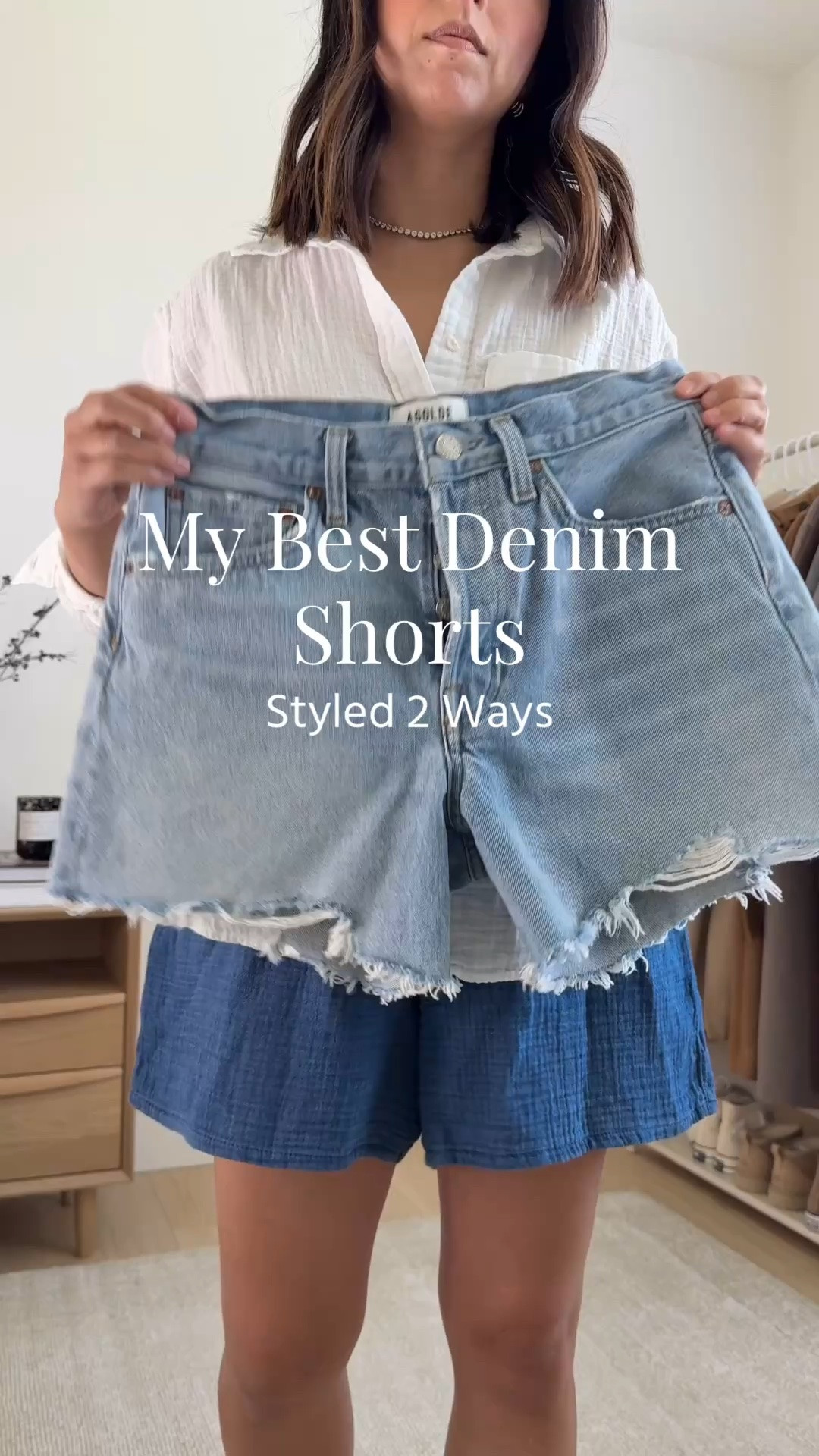 AGOLDE parker long shorts styled 2 ways.  my best most-worn denim shorts. Make sure you size up. 

Look 1
AGOLDE Parker long shorts 25
Kule tee medium
Everlane sandals 5
J.Crew bucket bag
Celine sunglasses
J.Crew earrings
Dorsey James necklace 15"

Look 2
AGOLDE Parker long shorts 25
Aritzia shirt medium, but could also wear the small
Mansur Gavriel flats 35
Madewell tote (old)
YSL Sunglasses
J.Crew earrings
Dorsey James necklace 15"

#LTKmomlife #LTKPetite
