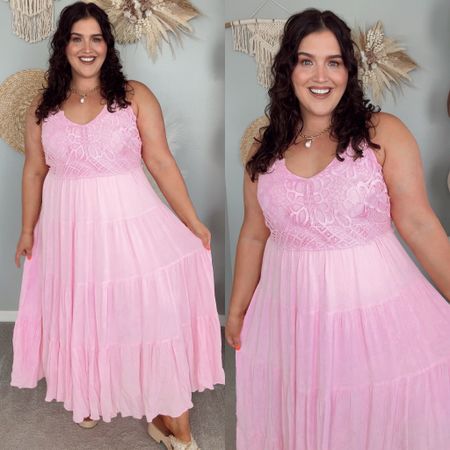 Affordable Walmart Summer dress ☀️🌴🌺 Pink flowy maxi dress, family photos outfit, baby shower dress under $40
Size 1X

#LTKStyleTip #LTKPlusSize #LTKFindsUnder50