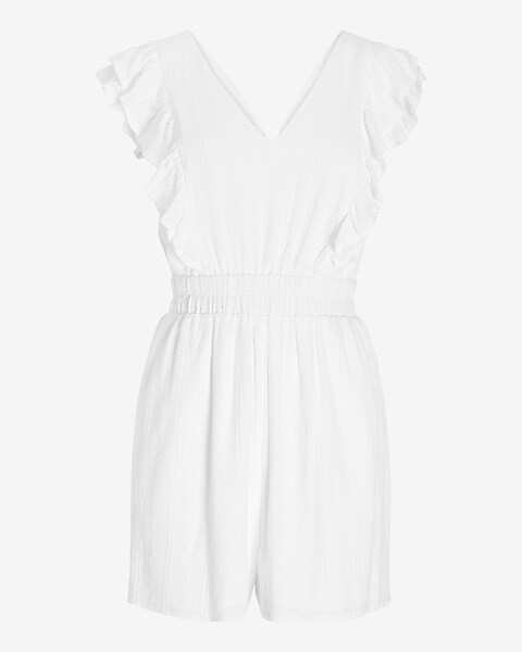 Embroidered Lace Ruffle Sleeve Romper | Express