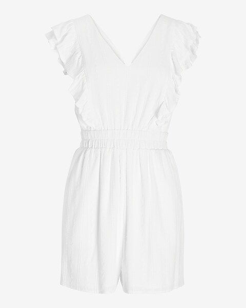 Embroidered Lace Ruffle Sleeve Romper | Express