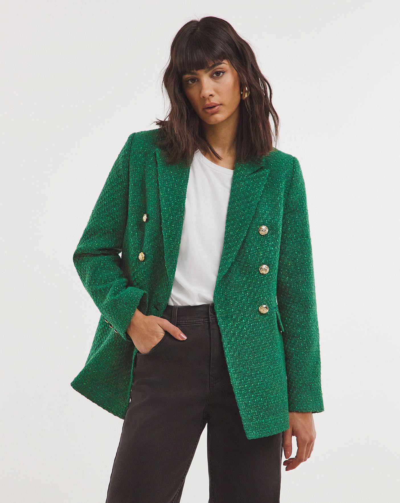 Bright Green Boucle Military Blazer | JD Williams (UK)
