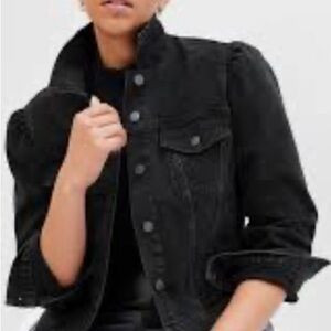 GAP Puff Sleeve Denim Jacket in Washed Black | Poshmark