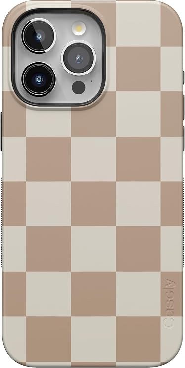 Casely iPhone 15 Pro Case | Fit Check | Neutral Checkerboard Checkered Case | Bold Protective Cas... | Amazon (US)