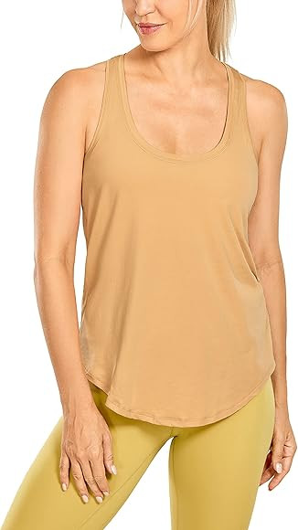 CRZ YOGA Women's Racerback Workout Tank Tops Loose Fit - Soft Pima Cotton Athletic Yoga Shirts Light | Amazon (US)