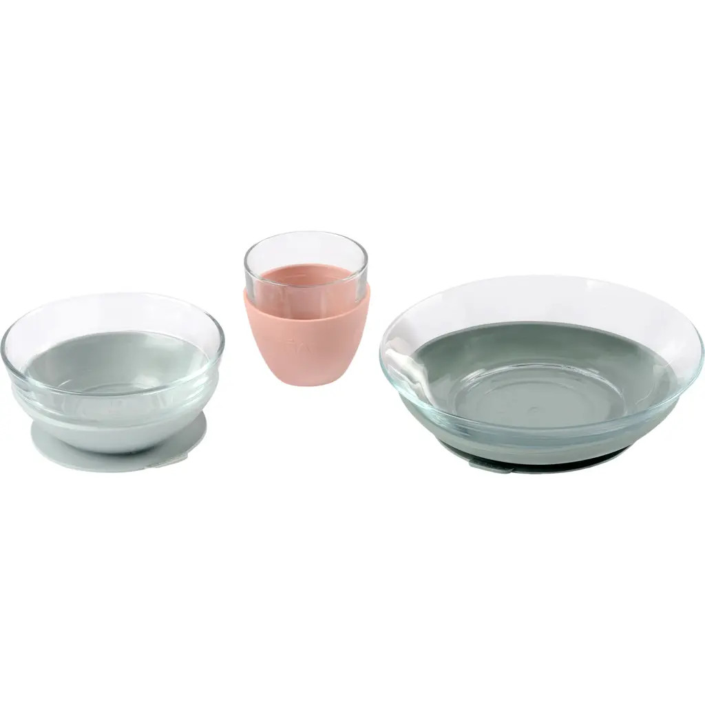 BEABA Glass Meal Set with Suction Pads in Eucalyptus at Nordstrom | Nordstrom