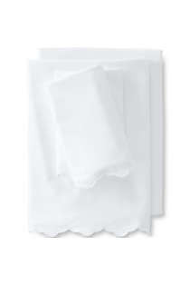 400 Thread Count Premium Supima Cotton No Iron Sateen Scalloped Bed Sheet Set | Lands' End (US)