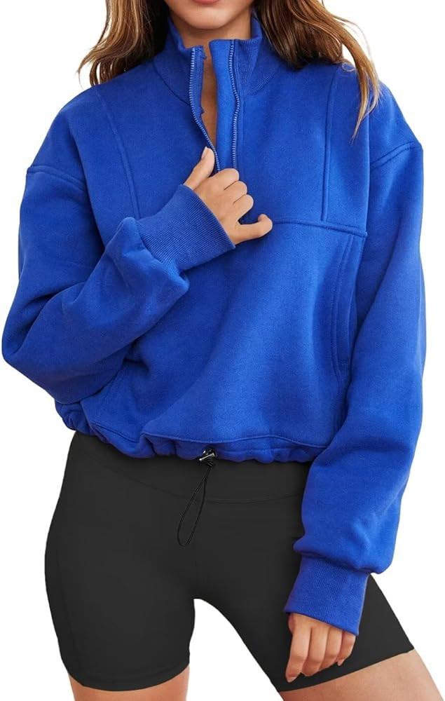 LEEDYA Womens Long Sleeve Half Zip Sweatshirts Oversized Fleece Lined Pullover Fall Fashion Outfi... | Amazon (US)