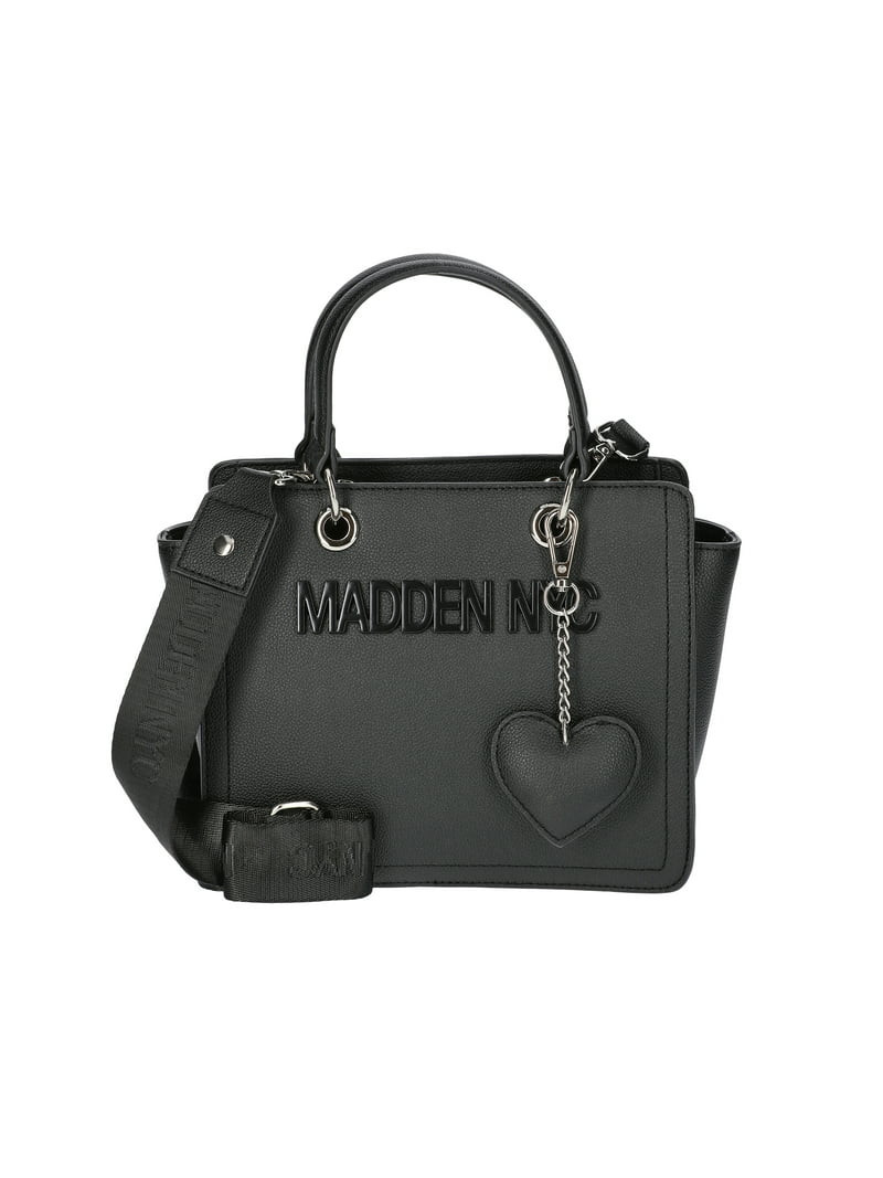 Madden NYC Women's Enamel Logo Top Handle Tote Handbag, Black | Walmart (US)