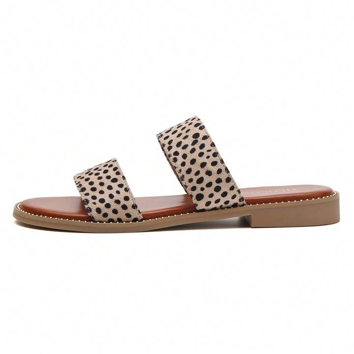 Tilocow Women's Flat Sandals With Rivets Inlaid Slip On Sandals Two Strap Casual Summer Shoes | SHEIN