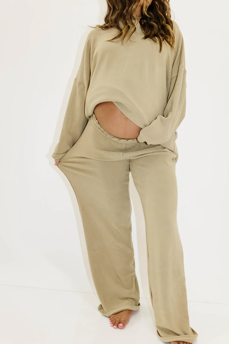 Campbell Fleece Lounge Pants in Green Taupe | Worth Collective