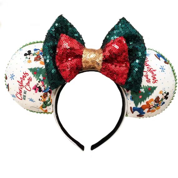 Very Merry Christmas Ears. Disney Christmas Ears. Christmas Sequins Ears. Free Shipping.  Minnie ... | Etsy (US)