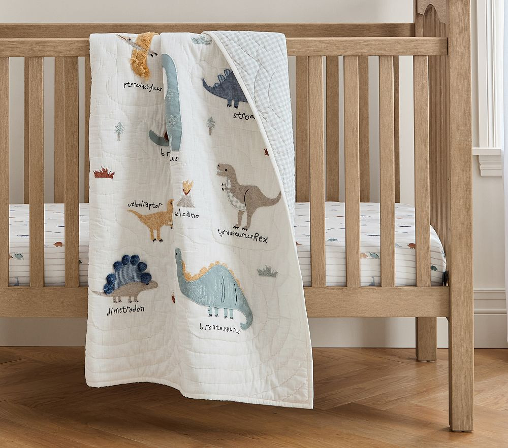 Embroidered Dino Baby Quilt | Pottery Barn Kids