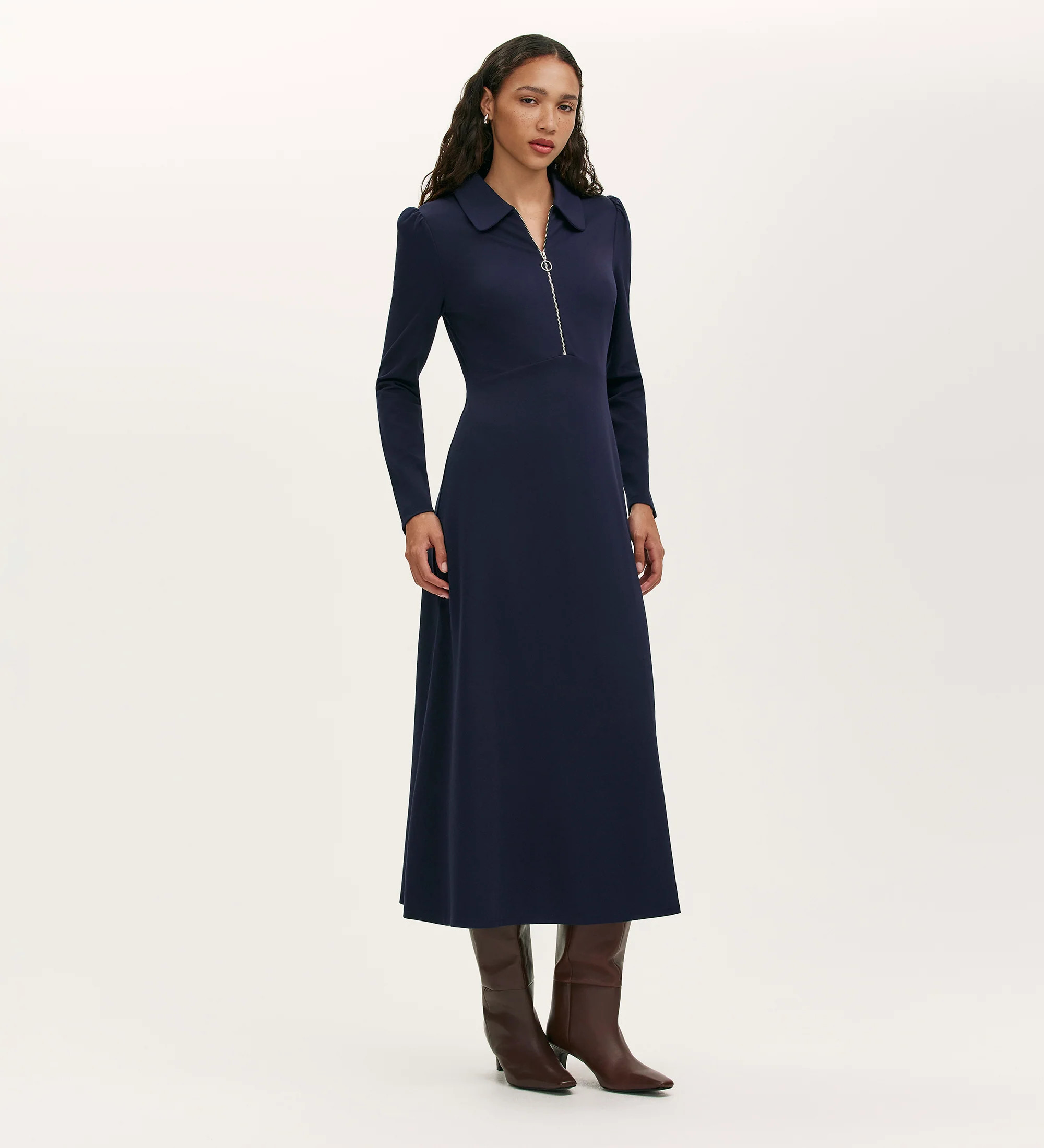 Elvira Navy Dress Jersey Midi Dress | Finery London - UK