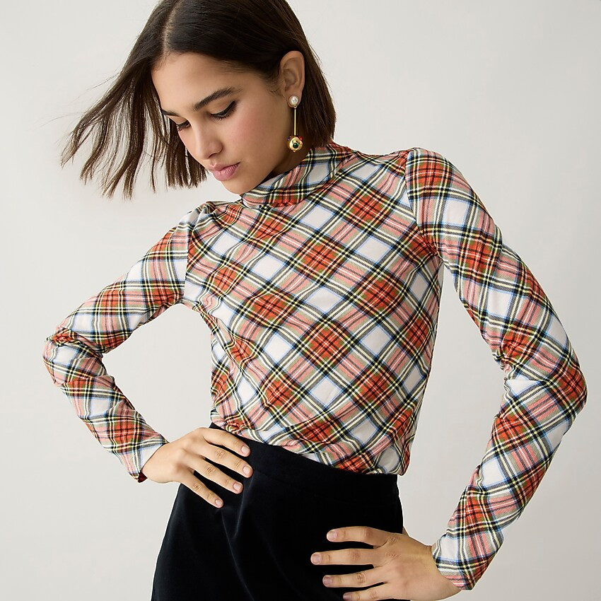Tissue turtleneck in ivory plaid | J. Crew US