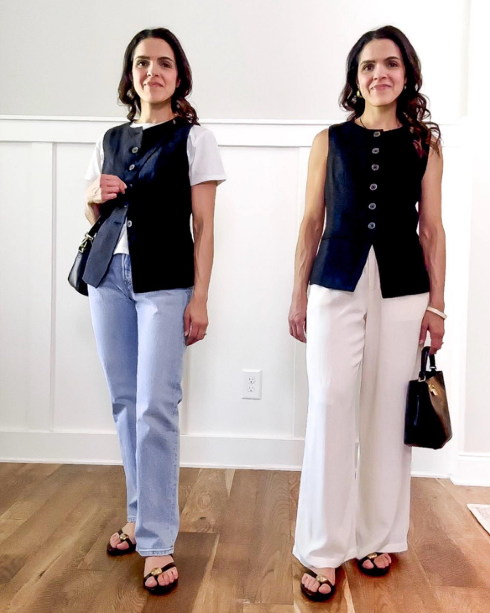 Day to Night outfit idea | Black linen vest taken from casual to elevated — swap the jeans for wide leg trousers.

day to night outfits, outfit ideas, spring style, what to wear, dinner, date night, happy hour, girls night

#LTKootd #LTKgrwm